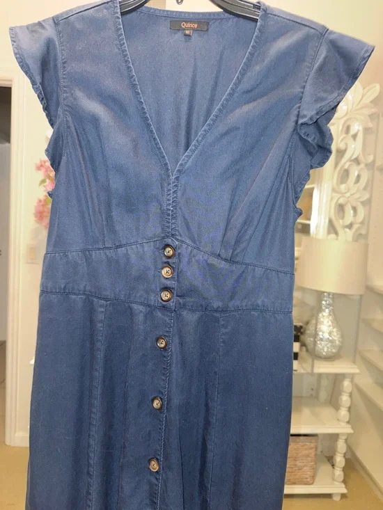 QUINCE Navy Midi Dress • M - Picture 3 of 8